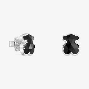 Obrázek produktu Tous - Stříbrné Náušnice Tous Icon Color O Velikosti 10 Mm S Medvídkem Z Onyxu -
