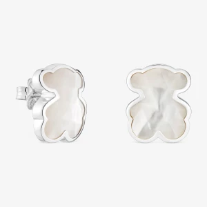 Obrázek produktu Tous - Stříbrné Náušnice Tous Icon Color O Velikosti 16 Mm S Medvídkem Z Perleti -
