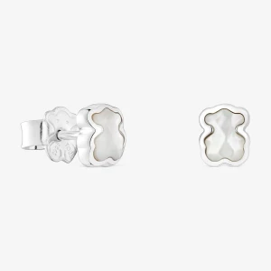 Obrázek produktu Tous - Stříbrné Náušnice Tous Icon Color O Velikosti 6 Mm S Medvídkem Z Perleti -