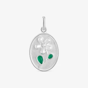 Obrázek produktu Tous - Stříbrný Medailonek Se Zeleným Chalcedonem Daisy -