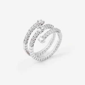 Obrázek produktu Tous - Trojitý Spirálový Prsten Tous Atelier Z Bílého Zlata S Diamanty Velikost