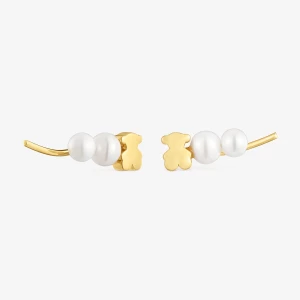 Obrázek produktu Tous - Zlatá Náušnice Typu „Ear Climber“ S Medvídkem S Uměle Vypěstovanými Perlami Sweet Dolls -
