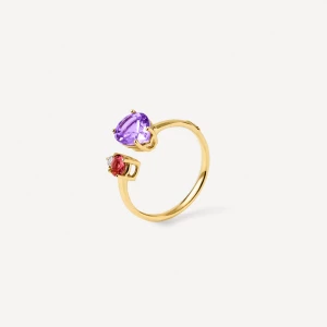 Obrázek produktu Tous - Zlatý Otevřený Prsten S Diamantem, Turmalínem A Ametystem Tous Atelier Velikost