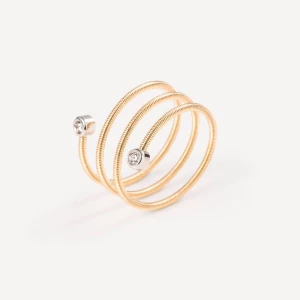 Obrázek produktu Tous - Zlatý Prsten S Dvojitou Spirálou A Diamanty Tous Atelier Velikost