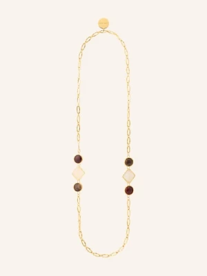 Obrázek produktu Vanessa Baroni Náhrdelník Vintage Long Geometric zlatá / tmavě hnědá / tmavě červená