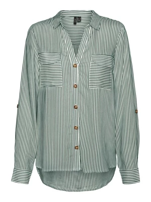 Obrázek produktu VERO MODA Halenka 'Bumpy'  tmavě zelená / bílá