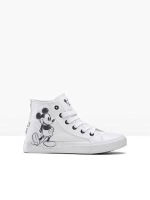 Obrázek produktu Wysokie sneakersy z motywem Myszki Miki z bawełnianej kanwy bonprix