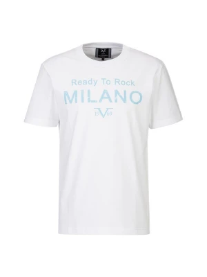Obrázek produktu 19V69 ITALIA Tričko 'Rafael Ready To Rock' světlemodrá / bílá