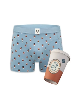 Obrázek produktu A-dam Boxerky 'Take Away Coffee' světlemodrá / hnědá / bílá