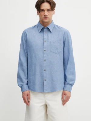Obrázek produktu A.P.C. košile pánská s bavlnou a lnem modrá