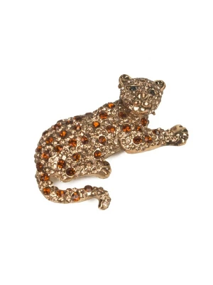 Obrázek produktu Addicted2 Brož 'Mabel leopardo spilla con cristalli rossi' zlatá / jasně červená