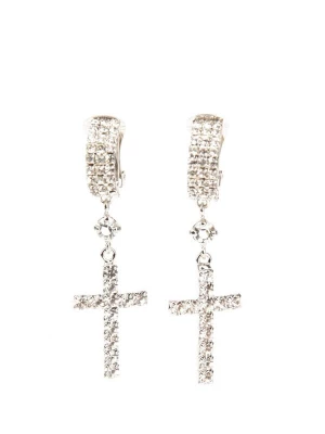 Obrázek produktu Addicted2 Náušnice 'Bellona croce orecchini con strass placcato argento' platinová