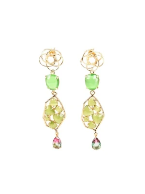 Obrázek produktu Addicted2 Náušnice 'Giunone Chadelier Earrings Green Color' zlatě žlutá / jablko