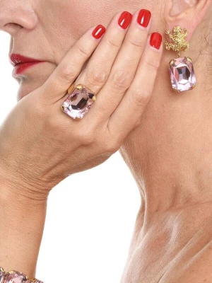 Obrázek produktu Addicted2 Prsten 'Celeste anello con cristallo rosa Swarovski' zlatá / světle růžová