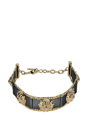 Obrázek produktu Addicted2 Řetízek 'Heritage choker placcato oro 18kt con le teste di leoni' zlatá / černá