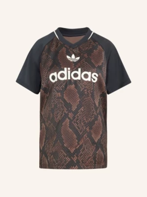 Obrázek produktu Adidas Originals Tričko Snake Print Satin Jersey Z Kombinace Materiálů tmavě hnědá / bílá / černá