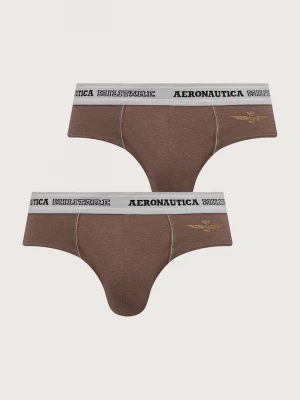 Obrázek produktu Aeronautica Militare slipy pánské bavlněné s elastanem 2-pack hnědá