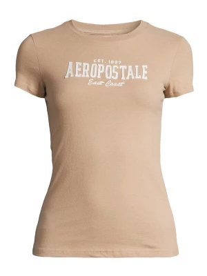 Obrázek produktu AÉROPOSTALE Tričko tmavě béžová / bílá AEROPOSTALE
