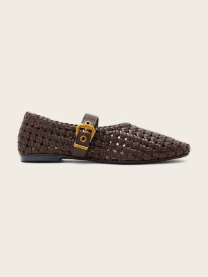 Obrázek produktu AllSaints baleríny kožené Sabine Woven Flat hnědá