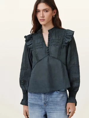 Obrázek produktu AllSaints Bavlněná halenka AllSaints HEATHER námořnická modř