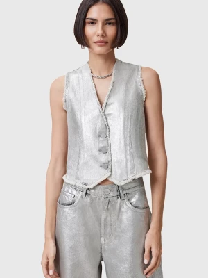 Obrázek produktu AllSaints Bavlněná vesta AllSaints ANDREA stříbrná