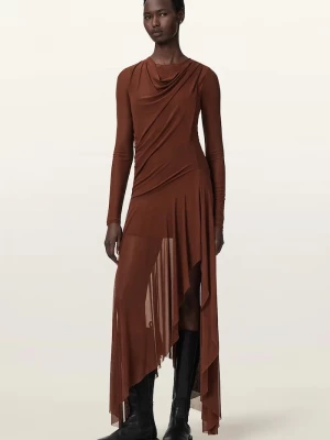 Obrázek produktu AllSaints bodycon šaty bavlněné s elastanem LORIA hnědá