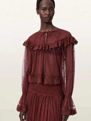 Obrázek produktu AllSaints halenka s volánkem dámská krajková UNRULY SUSIE LS TEE
