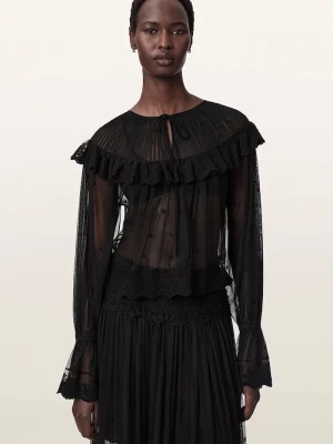 Obrázek produktu AllSaints halenka s volánkem dámská krajková UNRULY SUSIE LS TEE černá