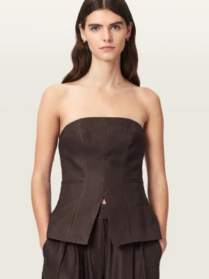 Obrázek produktu AllSaints korzetová halenka dámská z viskózy CHARLEY hnědá
