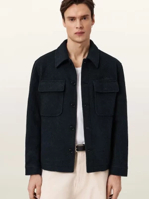Obrázek produktu AllSaints košilová bunda pánská příměsí vlny CAYSON námořnická modř