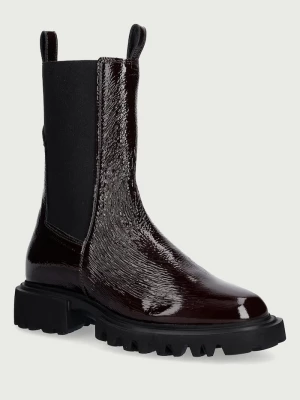 Obrázek produktu AllSaints kotníkové boty na platformě dámské kožené Hallie Boot Patent hnědá