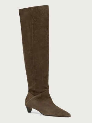 Obrázek produktu AllSaints kozačky nad kolena dámské semišové Ortega Suede Boot zelená