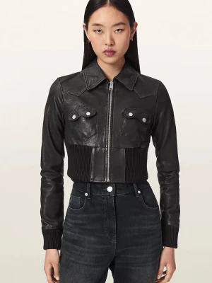 Obrázek produktu AllSaints krátká bunda dámská kožená LENA černá
