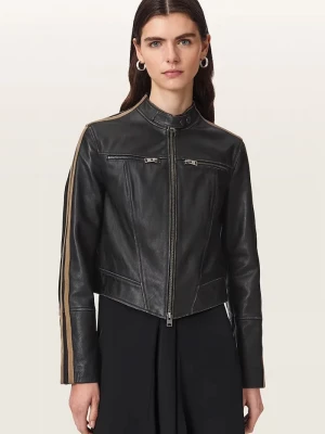Obrázek produktu AllSaints krátká bunda dámská kožená TIGGY LEATHER JACKET černá