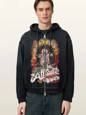 Obrázek produktu AllSaints mikina s kapucí pánská bavlněná ROQUE černá