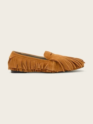 Obrázek produktu AllSaints mokasíny dámské semišové Sandy Fringe Loafer hnědá