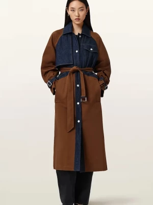 Obrázek produktu AllSaints trenčkot dámský s bavlnou DAYLY TRENCH hnědá