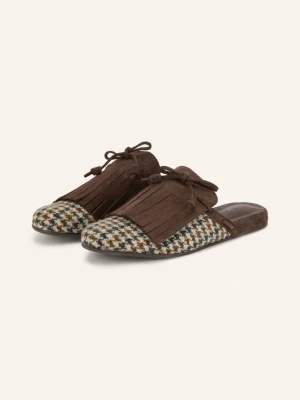 Obrázek produktu Ancient Greek Sandals Mules Thelma Fringe tmavě hnědá / krémová / černá