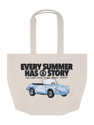 Obrázek produktu Another Cotton Lab Nákupní taška 'Summer Story' světlemodrá / černá / bílá / offwhite
