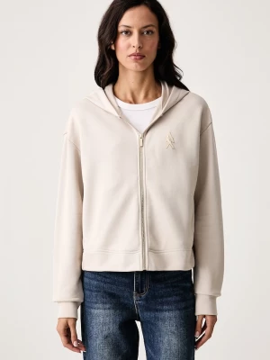 Obrázek produktu Armani Exchange rozepínací mikina s kapucí dámská bavlněná béžová