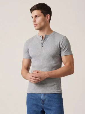 Obrázek produktu ARMIE Tričko 'The Peter Slim-Fit Henley Ribbed T-shirt' světle šedá