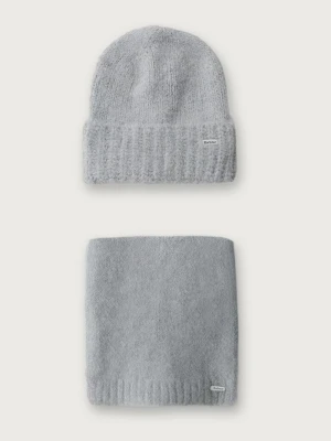 Obrázek produktu Barbour čepice a šála dámská s příměsí vlny modrá