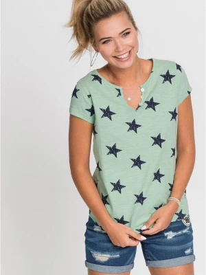 Obrázek produktu Bawełniany T-shirt we wzór w gwiazdki BonPrix zielony