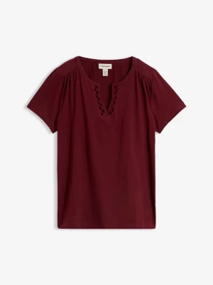 Obrázek produktu Bawełniany T-shirt z dekoracyjnym dekoltem BonPrix czerwony