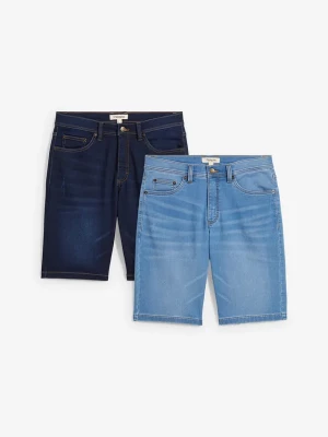 Obrázek produktu Bermudy dżinsowe dresowe Slim Fit (2 pary) BonPrix niebieski