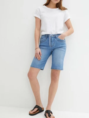 Obrázek produktu Bermudy dżinsowe Slim Fit mid waist BonPrix niebieski