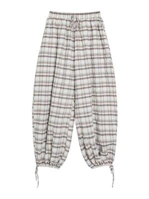 Obrázek produktu Bershka Kalhoty světlemodrá / čokoládová / tmavě oranžová / bílá