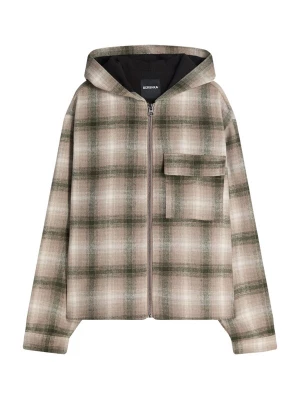 Obrázek produktu Bershka Přechodná bunda tmavě hnědá / khaki / bílá