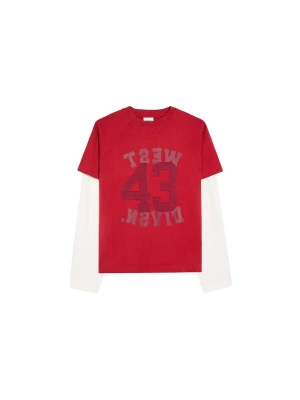 Obrázek produktu Bershka Tričko červená / bordó / burgundská červeň / bílá