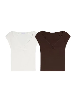 Obrázek produktu Bershka Tričko čokoládová / bílá